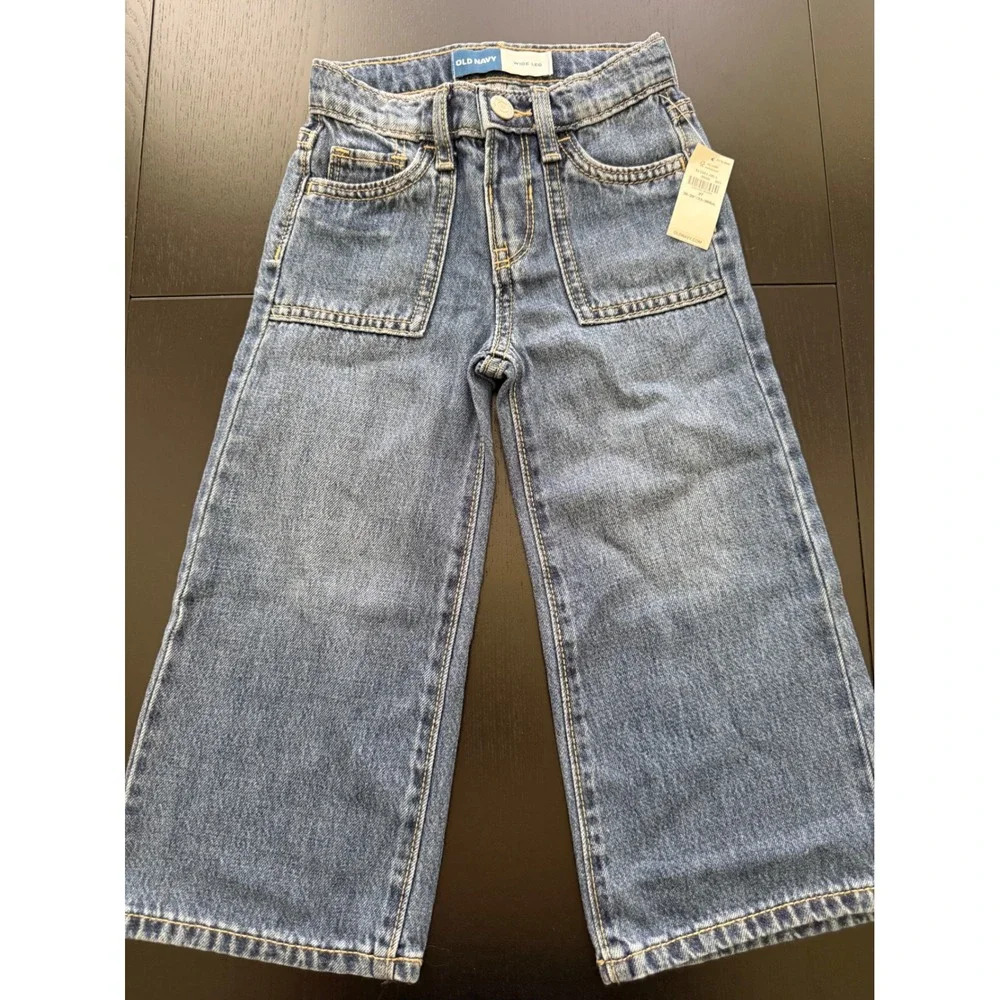 NWT Old Navy Toddler Wide-Leg Jeans Size 3T Blue 100% Cotton Denim